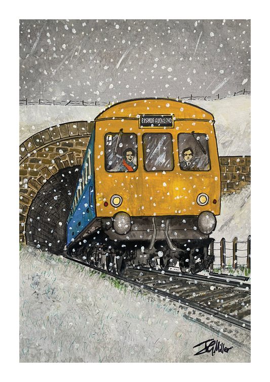 'Coming Home'  Train arriving at Bishop Auckland Station