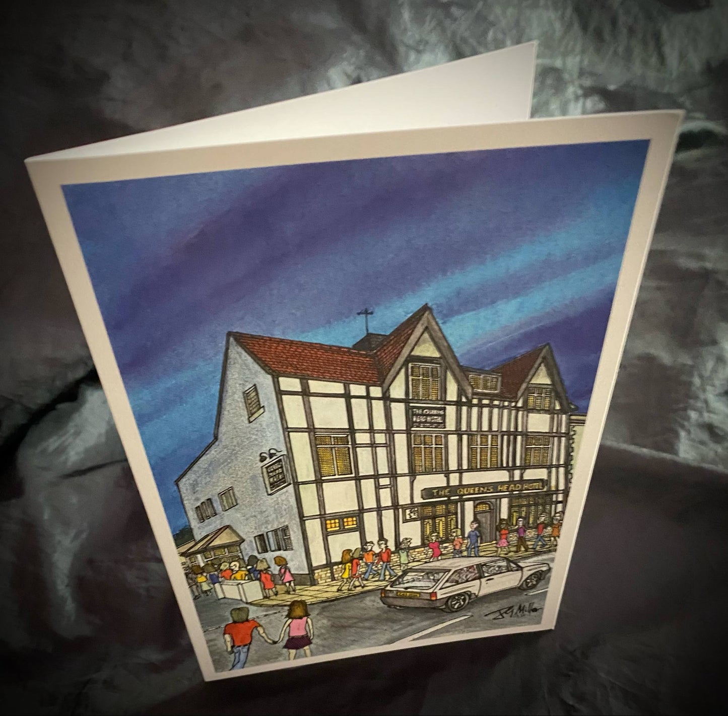 Card -  Queenage Kicks, The Queens pub, Bishop Auckland